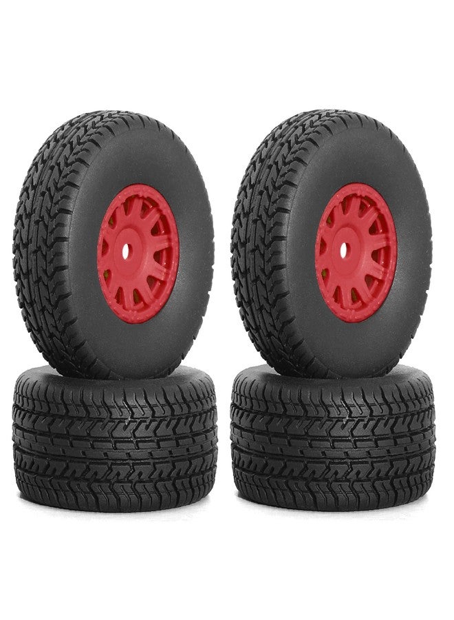 POLANTA 4Pcs RC Tires and Wheel for 1/14 Mojave Grom,RC Front/Rear Wheel Tires (Red) - Image 1